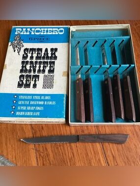 Vintage Regent Sheffield 6 Piece Ranchero Steak Knife Set Stainless Blades